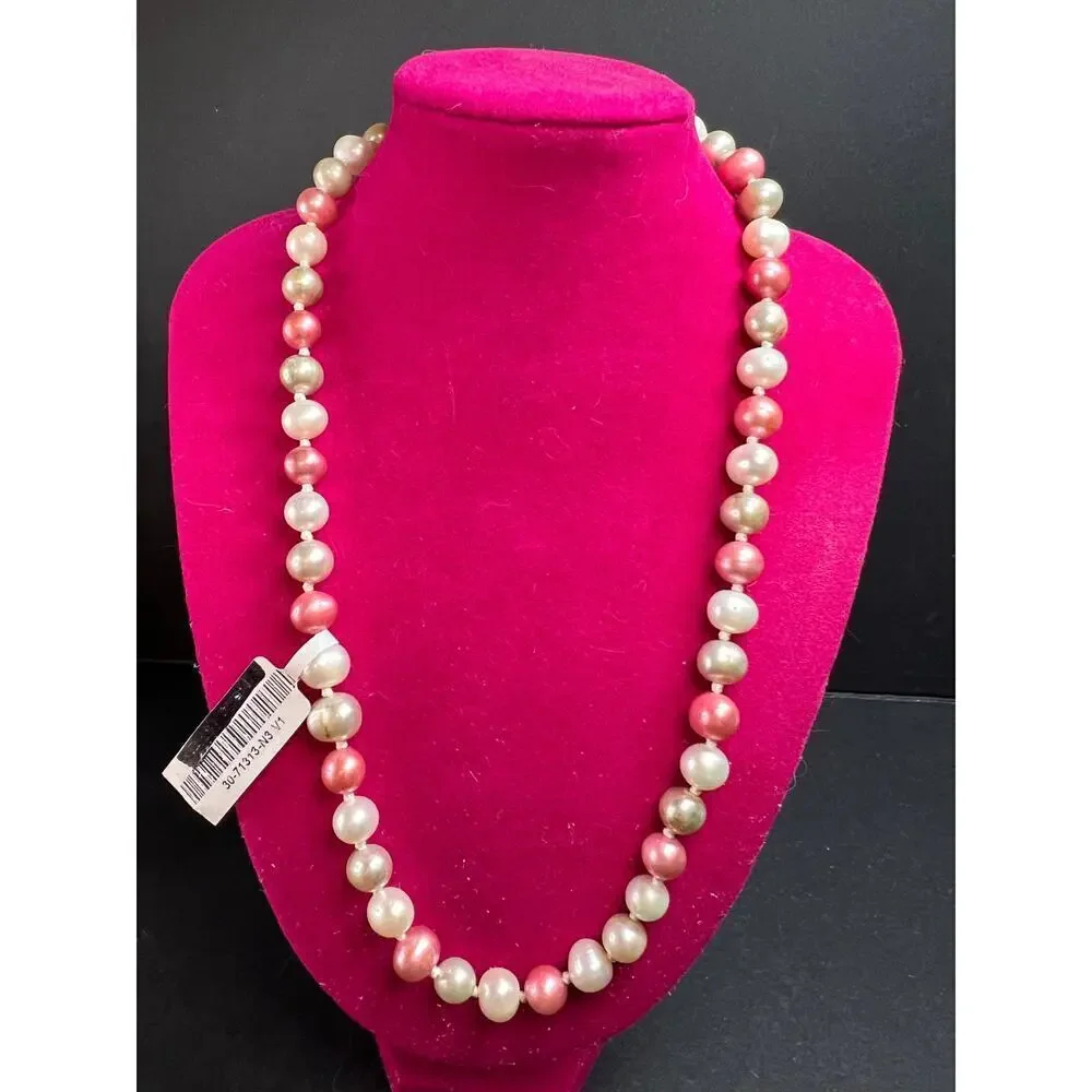 NEW multi colored freshwater pearl necklace with sterling silver clasp